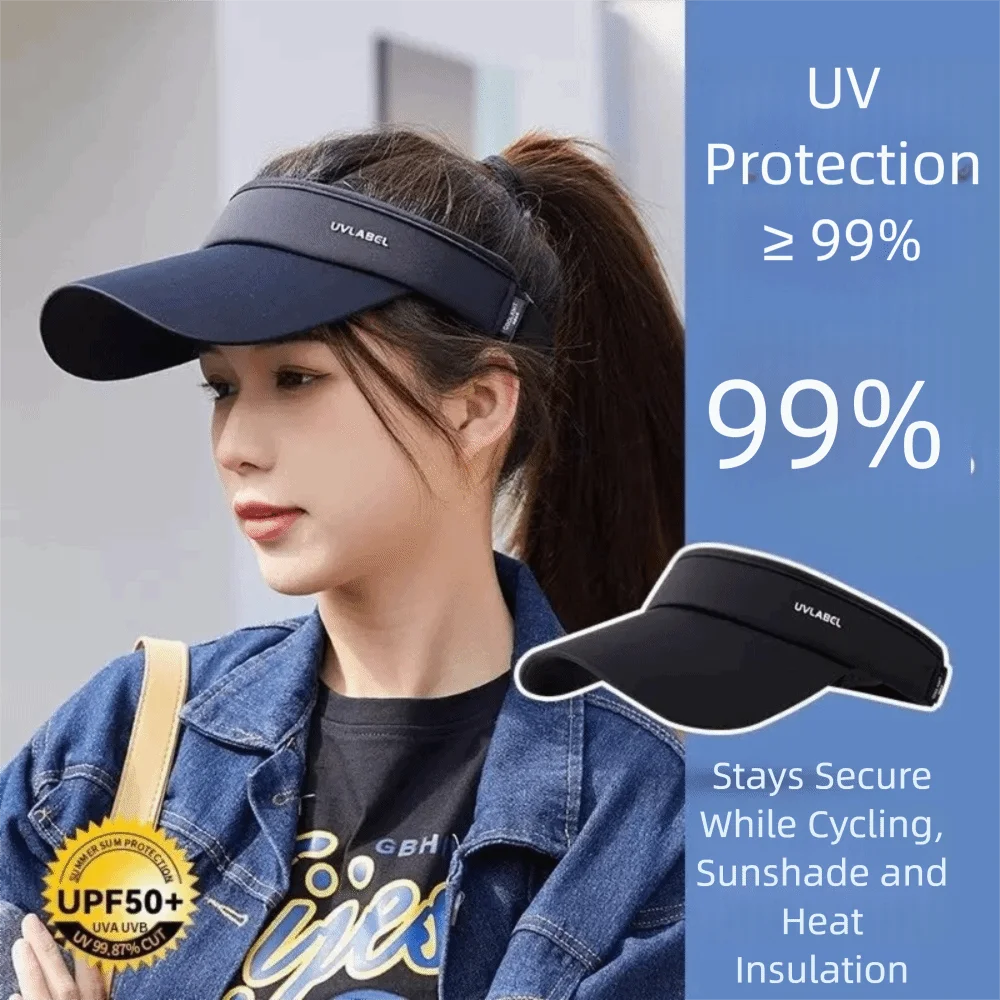 

Casual Solid Color Empty Top Hat Sunscreen Wide Brim Sun Protection Hat UV Protection Running Hat Female Sunshade Hat Summer