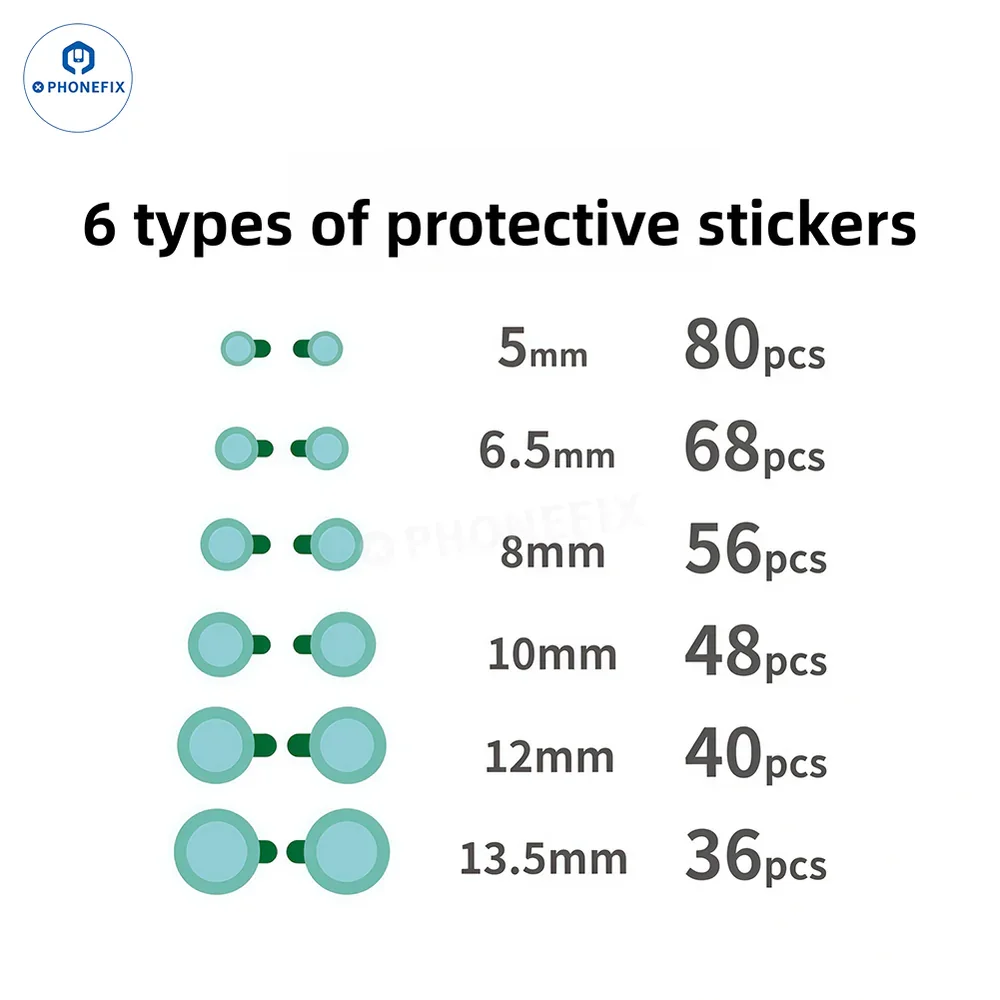 YCS 6in1 328pcs Mobile Phone Camera Lens Repair Protection Stickers for iPhone Camera Lens Infrared Face ID Module Protect