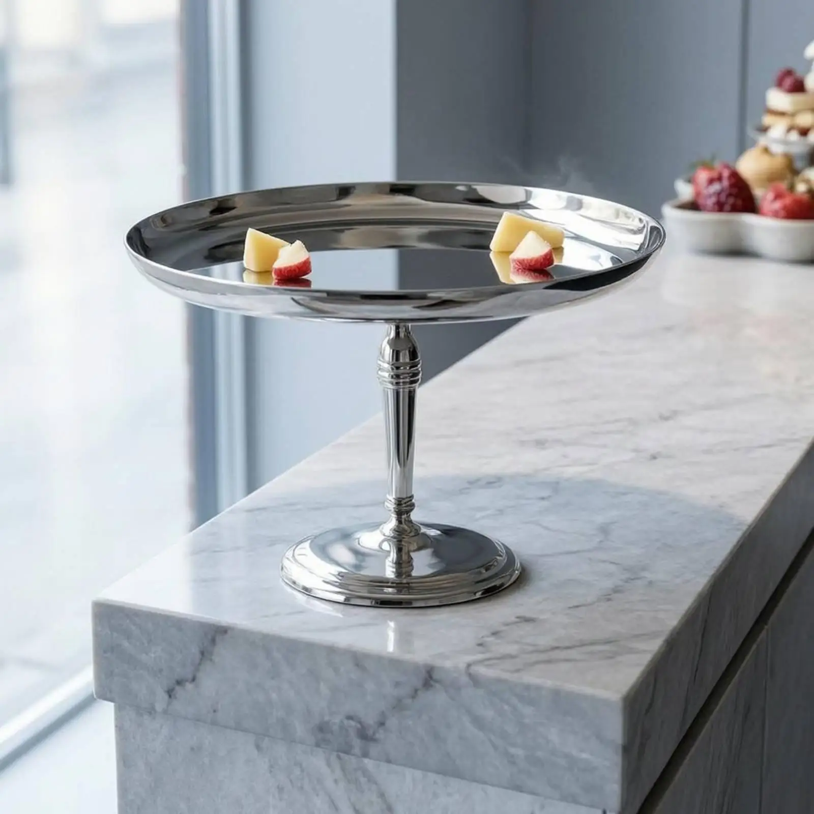 304 Stainless Steel Footed Cake Stand Polished Dessert Serving Tray Cupcake Pastry Display Platter for Wedding Party Events