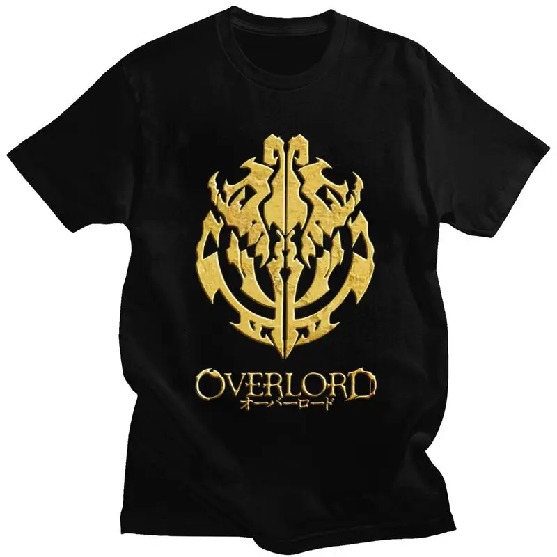 Custom Male Overlord Anime T Shirt Short Sleeve Cotton T-shirt Leisure Ainz Ooal Gown Skull Tee Slim Fit Clothes