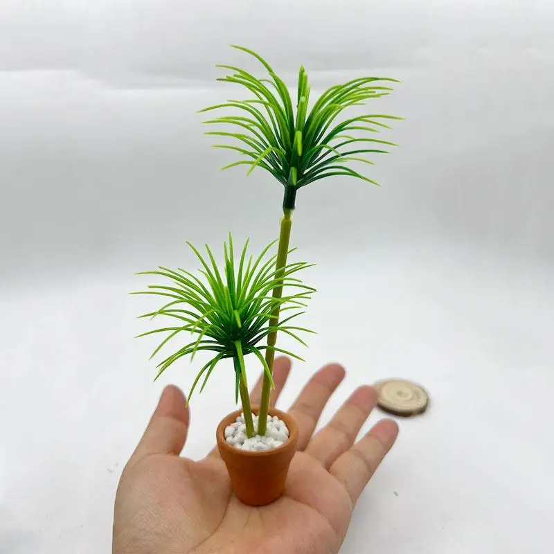 1Pcs 1/12 Dollhouse Pottery Pot Simulation Dragon Blood Tree Green Plant Potted