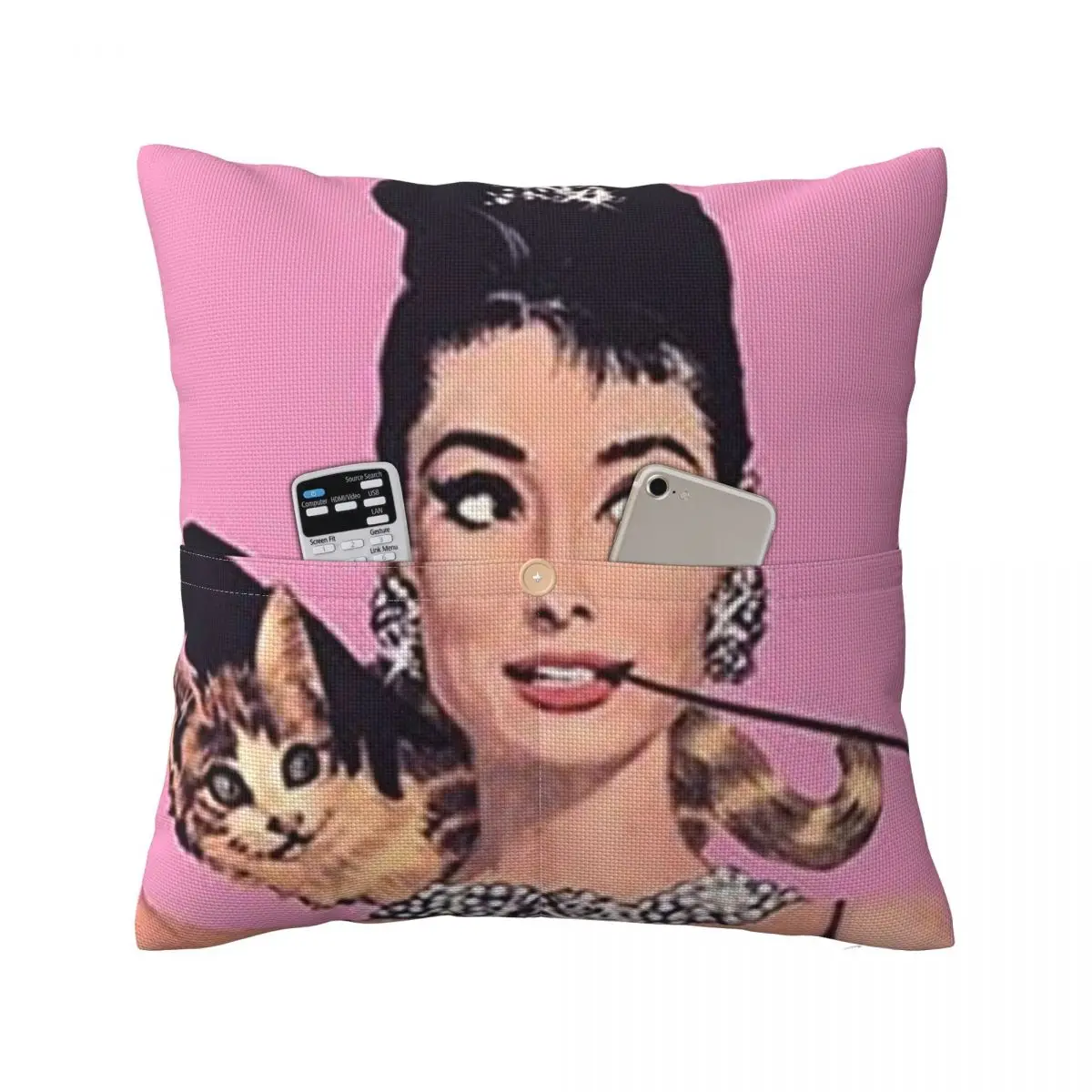Audrey Hepburn Square Linen Pillowcase Cushion Cover Polyester Decor Bed Home Comfort Throw Pillow