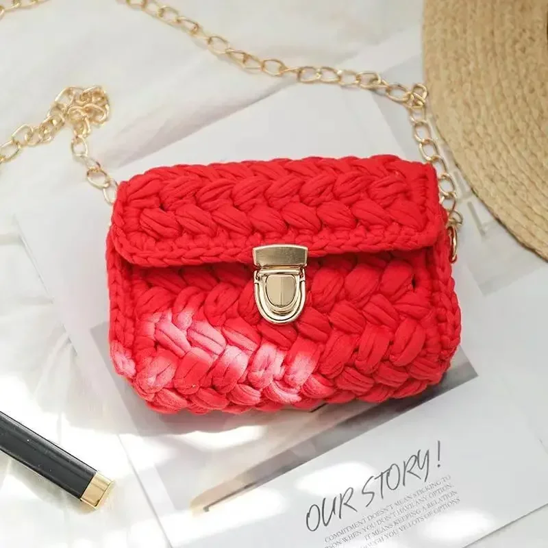 Imagem -04 - Crochet Crossbody Bolsa para Mulheres Bolsa de Ombro Tecida