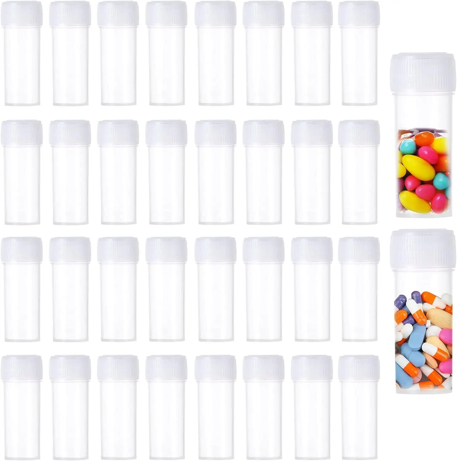 100pcs sample bottles 5 ml tubes, clear plastic sample bottles, travelling bottles for pasty solid powders, pills and liquids