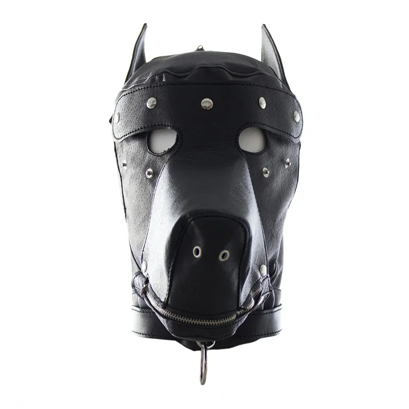Cosplay couro do plutônio preto cão máscaras capuzes mulheres homens festa de halloween fetiche máscaras sexy role play adulto jogos trajes acessórios
