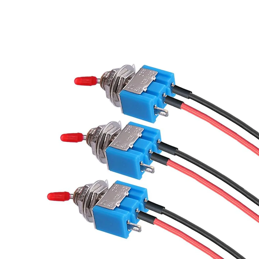 3PCS Toggle Switch, 3V/5V/12V/24V/72V/110V/220V/240V/Mini ON/Off SPST Switch with Pre-soldered Wire, for Car, Truck