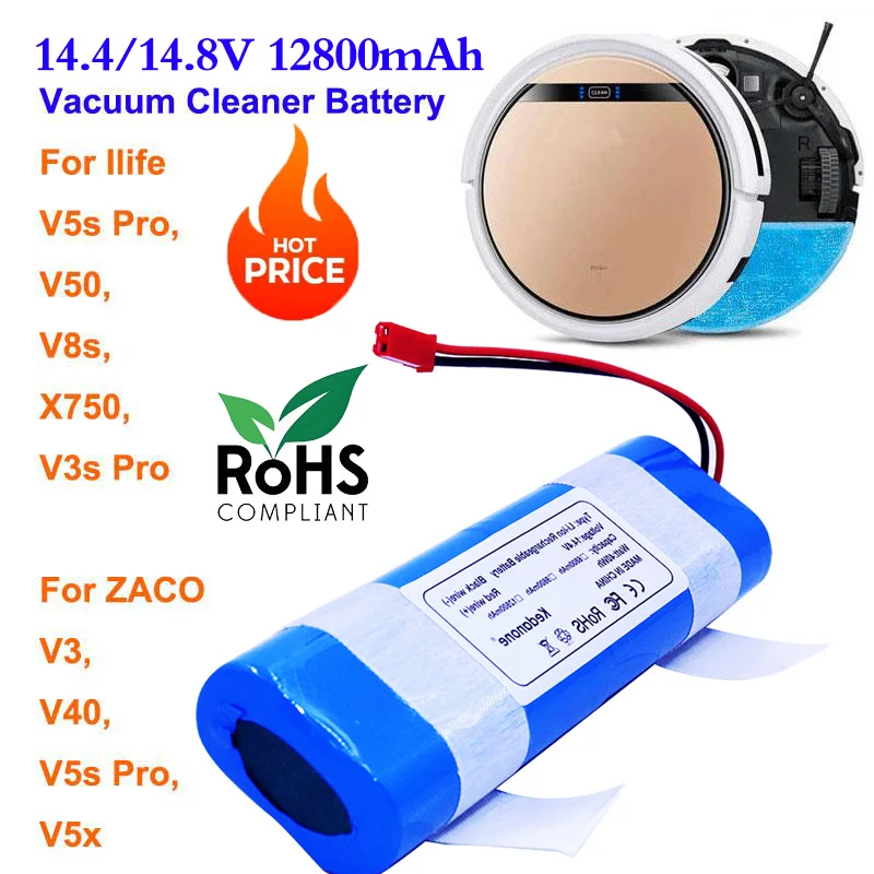 

14.8V 3500mAh 6800mah Good Quality Battery For ilife V50 V55 V8s V3s Pro V5s Pro V8s X750 Robot Vacuum Cleaner Battery 14.4V