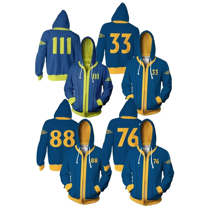 

2025 New Cosplay Shelter 33 76 Cosplay Printed Hoodies Radiation 4 Costume Disguise Men Fantasy Hooded Coat Halloween Carnival P