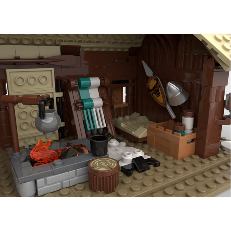 Mittelalterliche Serie Modulares Gebäude Mini Vintage Holzhaus Block MOC Longhouse Modell Technologie Ziegel Montageset Kinderspielzeug Geschenk