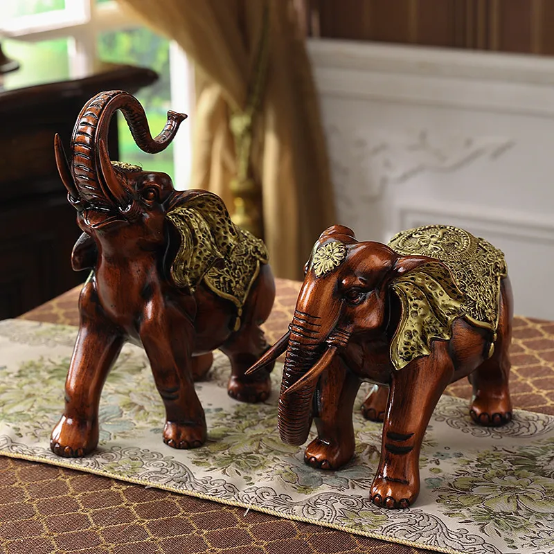 Baby Elephant Art Sculpture Ornament Luxury Living Room Entrance Wine Cabinet TV Cabinet Desktop Statuette Ornaments Crafts Gift