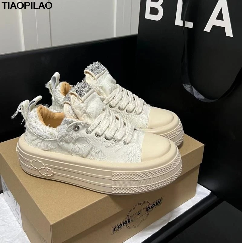 Spring Autumn Casual Women's Sneakers Platform Thick-soled Female Canvas Shoes High-quality Designer Ladies Vulcanized Shoes
