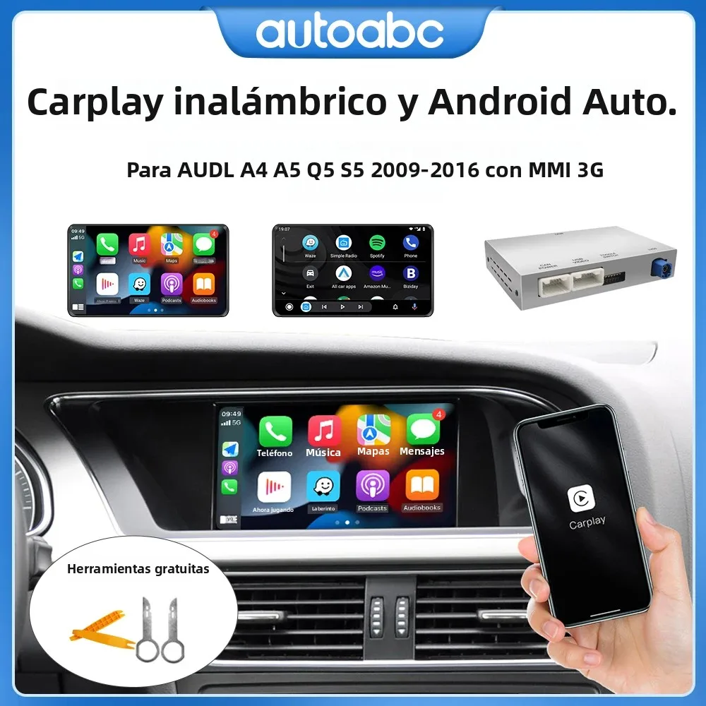 CarPlay inalámbrico Android Auto para Audi A4 A5 Q5 S5 B8 2008-2016 con 3G MMI, modelo con enlace de espejo AirPlay Multimedia frontal/vista