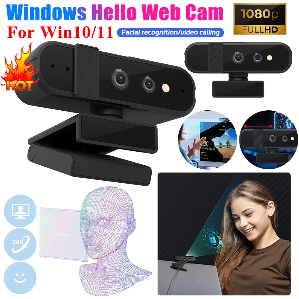 HD 1080P 30FPS Desktop Cam for Windows Hello Autofocus Web Camera Compatible with Win10/11 for Gaming Live Streaming Conferences