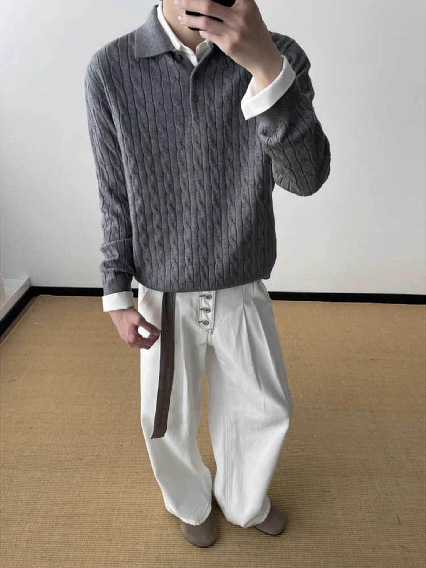 

Вязаный мужской свитер с длинным рукавом, стандартный крой, повседневная верхняя одежда, модный трикотаж, молодежный стиль, для ежедневной носки