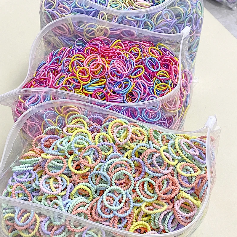 100Pcs Colorful Hair Band for Kids Hair Accessories Nylon Rubber Band Children Elastic Hair Ring Head Rope Scrunchies Headwear