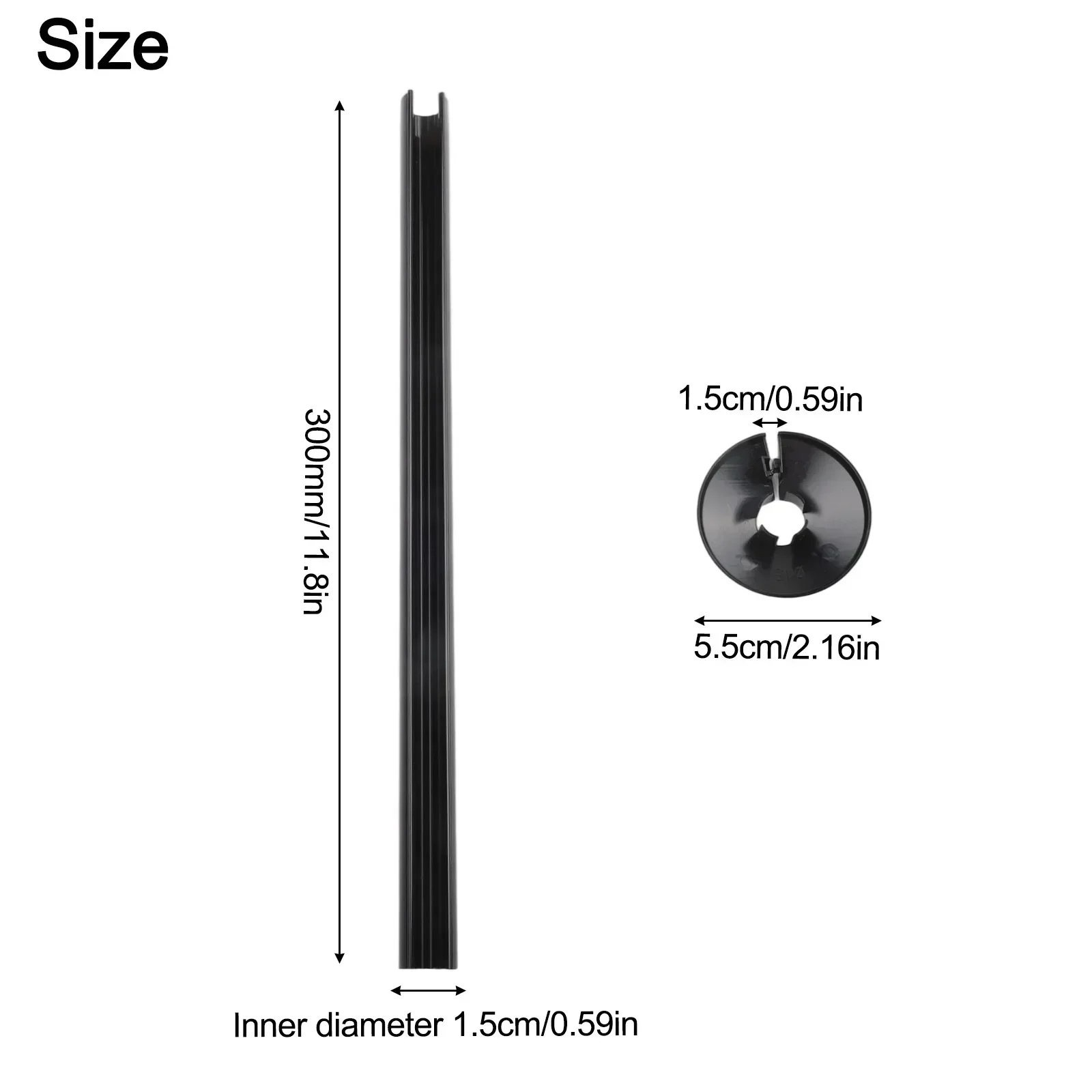 

Черные крышки для труб Нашейники для труб из ПВХ Внешний диаметр 55 мм Набор черных пластиковых воротников радиатора Настраиваемая длина Легко прилегает