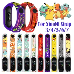 Pokemon Anime Pikachu Squirtle Charmander Strap For Xiaomi Mi Band 7 6 5 4 3 Cartoon Silicone Bracelet Replacement ForMiband 5 4