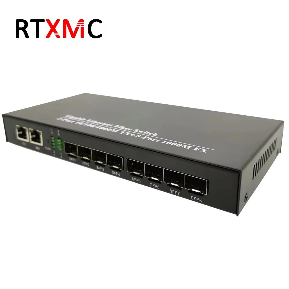 8SFP&2UTP Gigabit Ethernet switch Ethernet Fiber Optical Media Converter 8*SFP and 2*RJ45 Port 10/100/1000M & 8*Port 1.25G SFP view 4