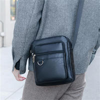 Fashion Men's Crossbody Bag Portable  Business PU Leather Shoulder Bags Men Solid Messenger Bag Men Zipper Bag
