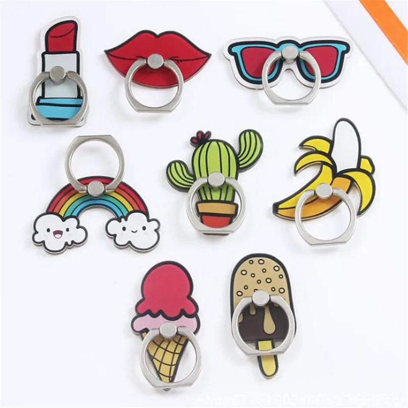 Cosmetic Finger Ring Banana Cactus Mobile Phone Stand Holder Ice Cream Smartphone Holder Stand For Iphone 14 15 Xiaomi All Phone