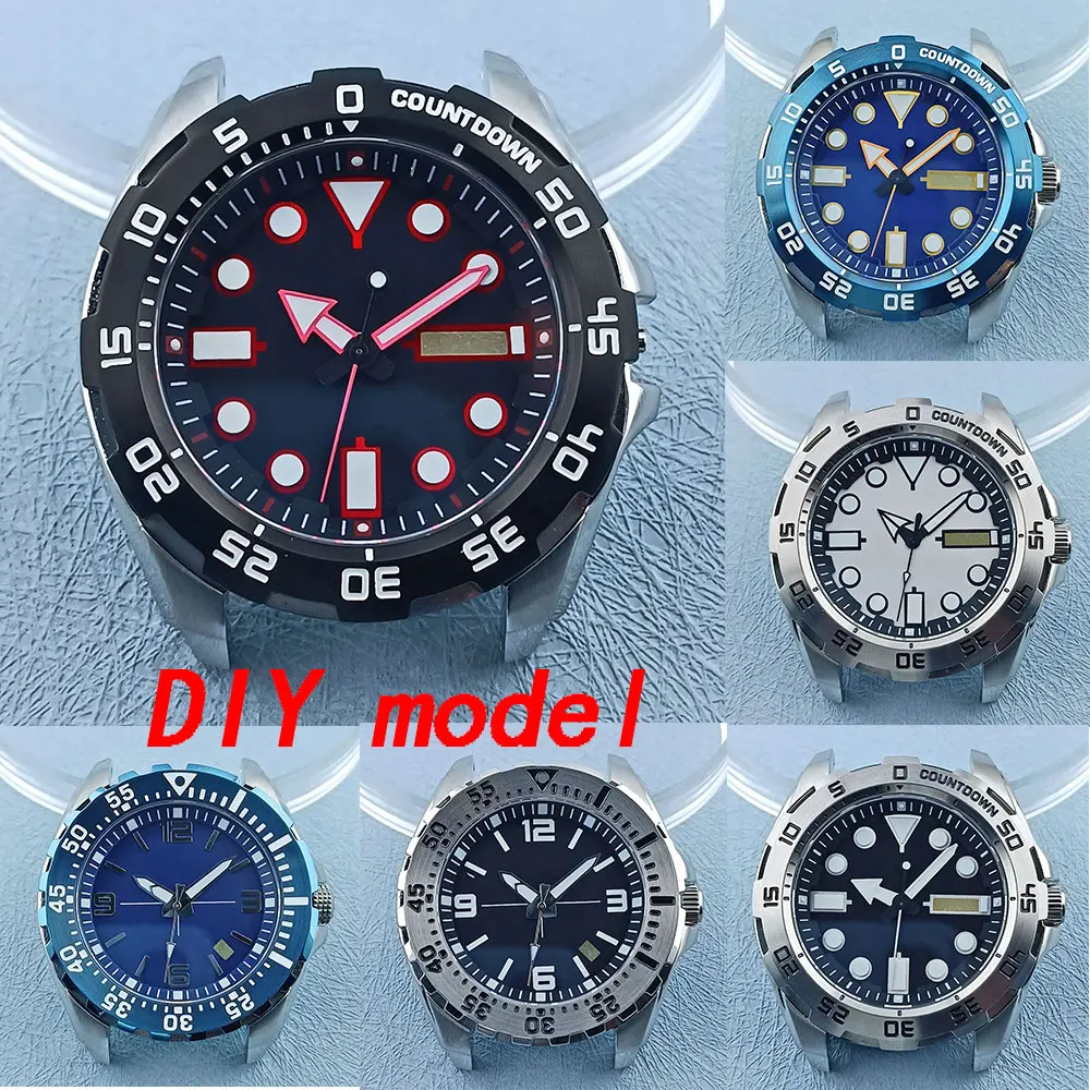 

44mm NH35 NH36 Silver watch case suitable for NH36 movement mounted 316L stainless steel 100m waterproof sapphire glass