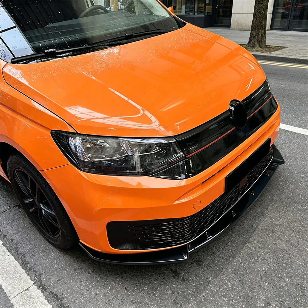 For VW Caddy MK5 TDI TSI 2020-2025 Maxton Style Car Front Bumper Lip Spoiler Splitter Diffuser ABS Gloss Black Bodykits Tuning view 3