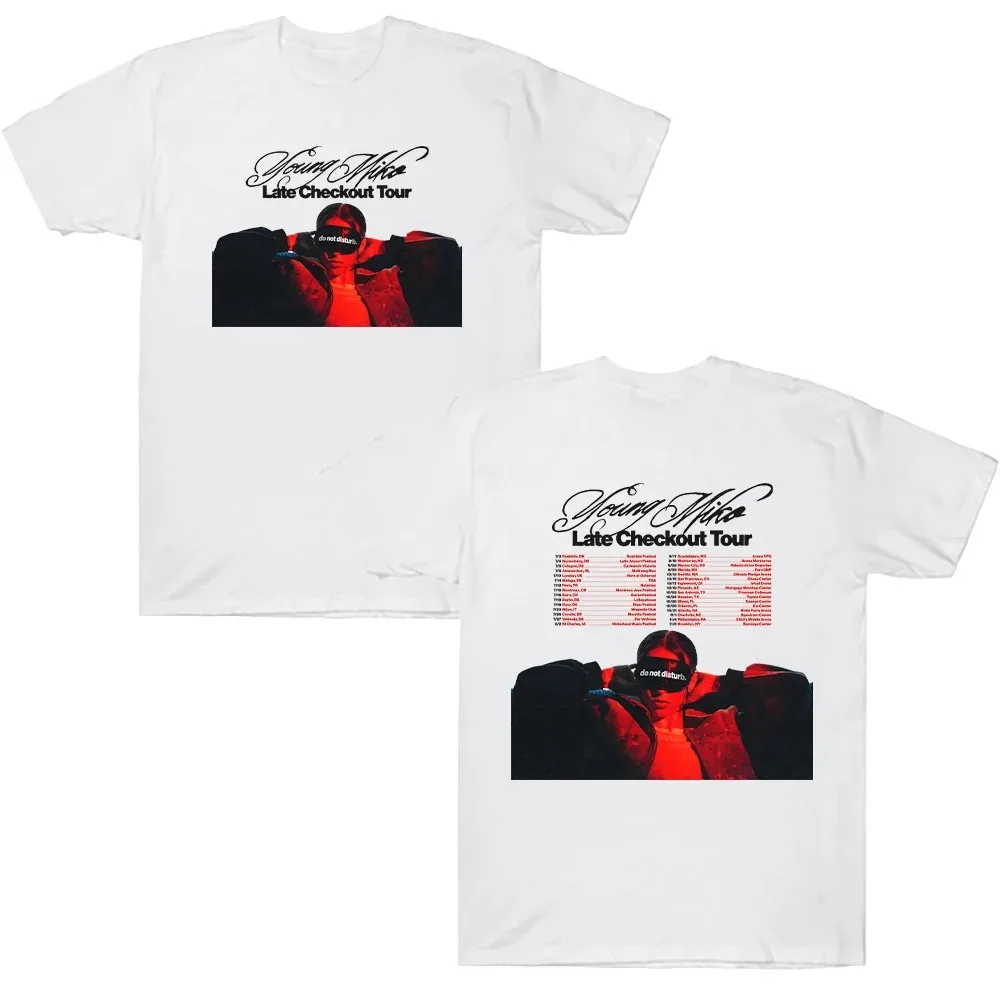 Camiseta gráfica estilo Hip Hop Young Miko Late Checkout Tour, camiseta informal holgada de manga corta, estilo urbano, unisex, de algodón