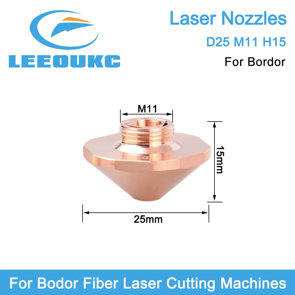 LEEOUKC Bodor Laser Nozzles Single & Double Layers Dia.25mm H15mm M11 for Bodor PR Fiber Laser Cutting Head