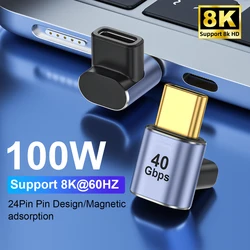 Elbow USB4.0 Thunderbolt3 40Gbps Magnetic Adapter USB C to C 100W Fast Charging Magnet Converter Cable 8K@60Hz USB TypeC Adapter