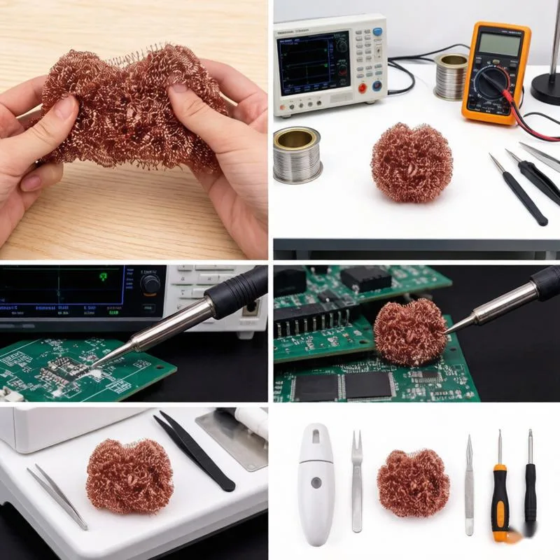 

Stainless Steel Soldering Iron Tip Cleaner Multipoint Contact Desoldering Cleaning Ball Reusable Copper Wire Ball for BGA Rework