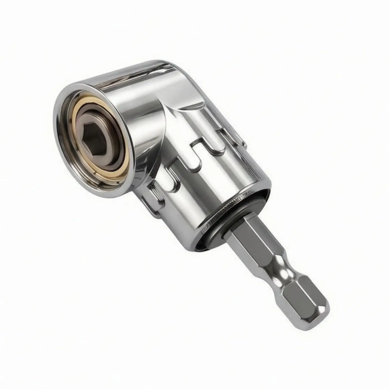 Hex Shank Right Angle Drill Bit Adapter for Corner Work 6.35mm Drive Aluminum Alloy Steel Built in Bearing for Precision Control