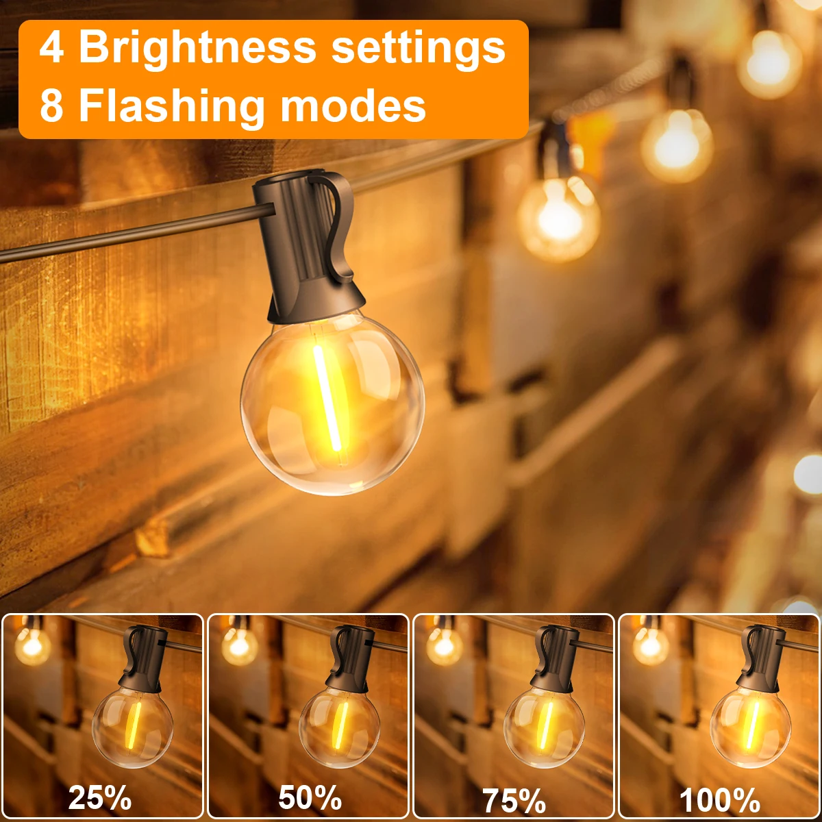 Solar LED String Lights with RF Remote Control Warm Whit 8 Lighting Modese Anti fall and more durable - Outdoor Solar Fairy Ligh