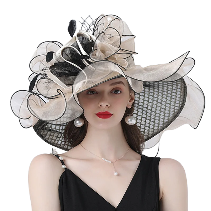 

Lady Derby Dress Church Cloche Hat Bow Bucket Wedding Bowler Caps for Party Performance