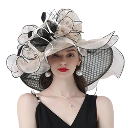 Vestido Derby para mujer, sombrero de Cloche de Iglesia, sombrero de lazo, sombrero de bombín de boda, gorras para actuación de fiesta