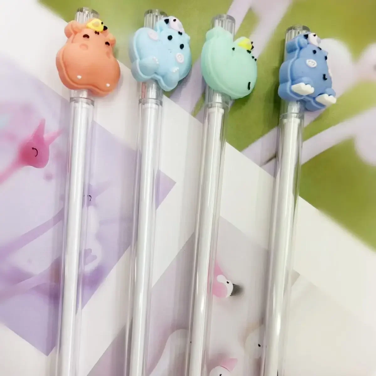 A 48PCS Cartoon Neutral Pen Cute Creative Doll Hippo Mr. 0.5mm Student Supplies Office Supplies B