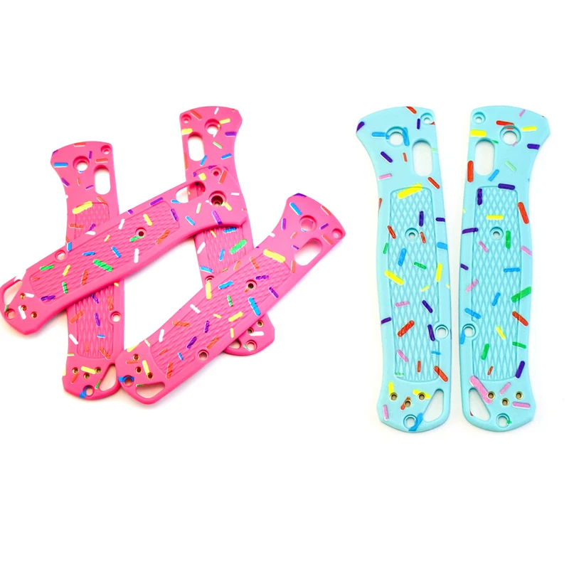 Cnc plástico feito tiffany azul donut padrão faca lidar com escalas para genuíno benchmade bugout 535 facas aperto substituir peças