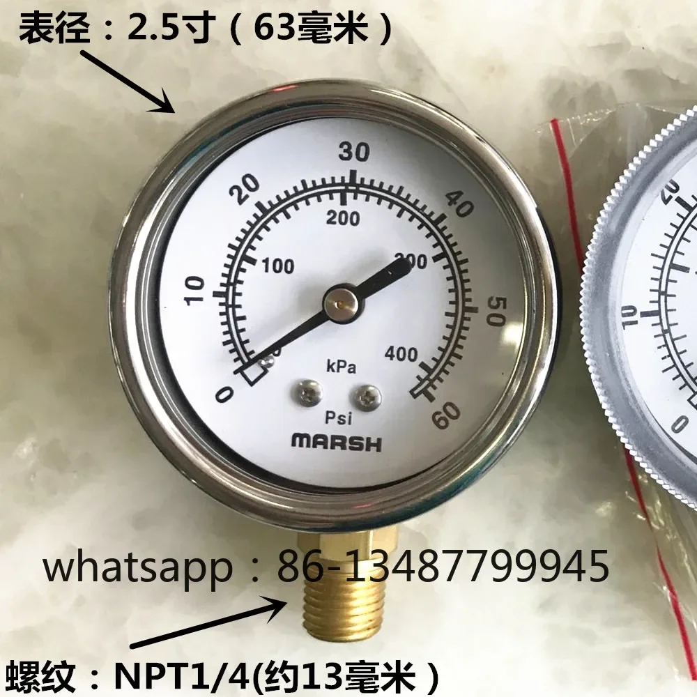 

0~400KPA 0~60PSI stainless steel pressure gauge