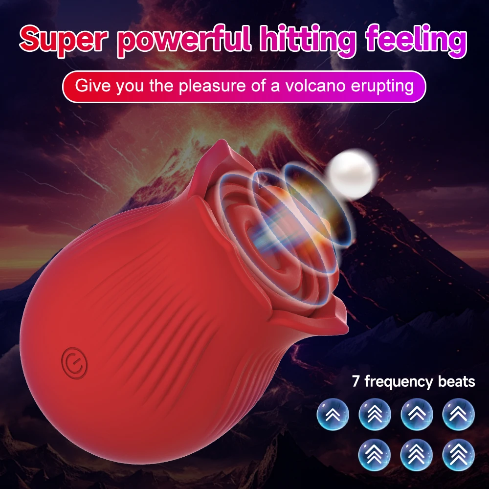 Rose Sucking Vibrator Clitoral Nipple Stimulator with 7 Sucking and Flaping Modes G-spot Dildo Vibrators Sex Toys for Women