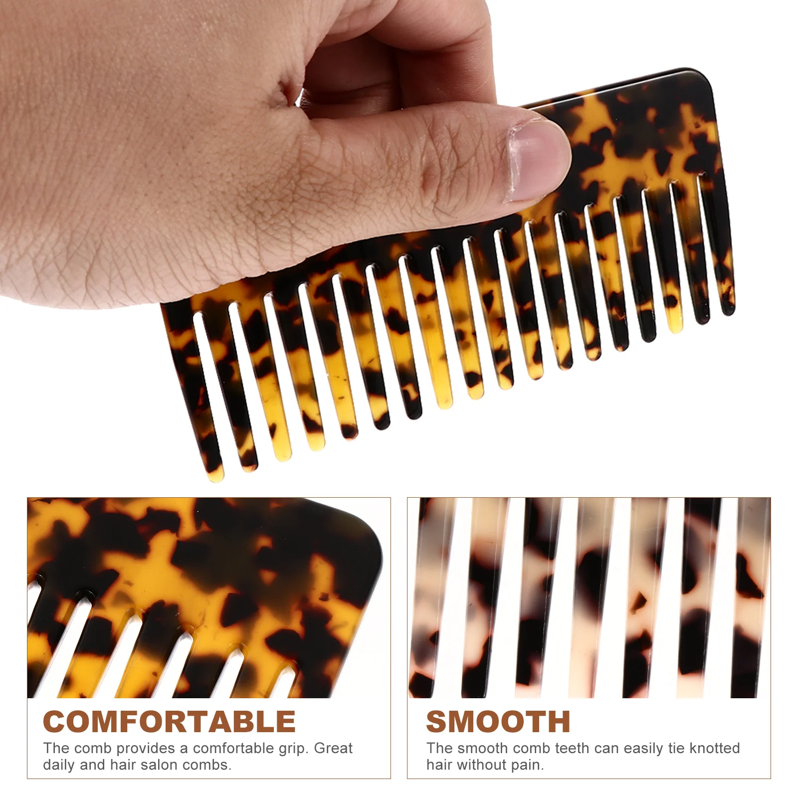 

2Pcs Hair Detangling Comb Wide Teeth Acetate Handmade Detangle Curly Wavy Hairs Styling Wide Teeth Hair Combs Bangs Comb