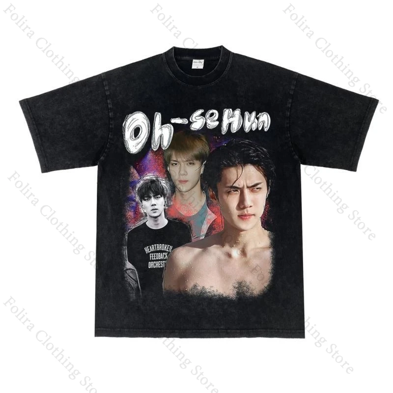 

Kpop Oh Se Hun Print T-shirt for Fans Short Sleeve Tee Long Sleeve Tee Cotton Tshirt Streetwear Women's Tshirt Clothes for Women