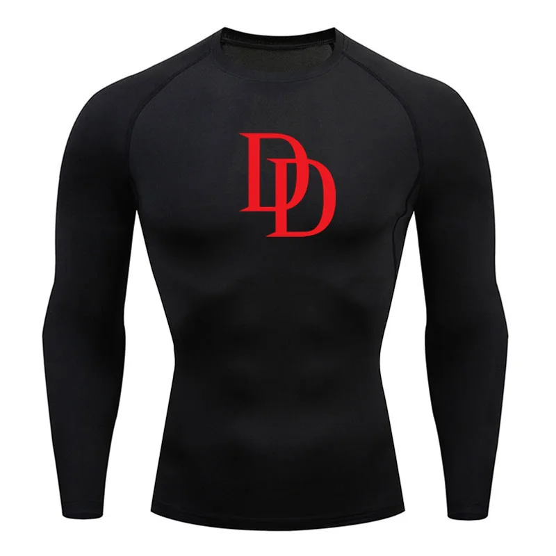 Tight fitting men's long sleeved T-shirt breathable quick drying sports training fitness short top