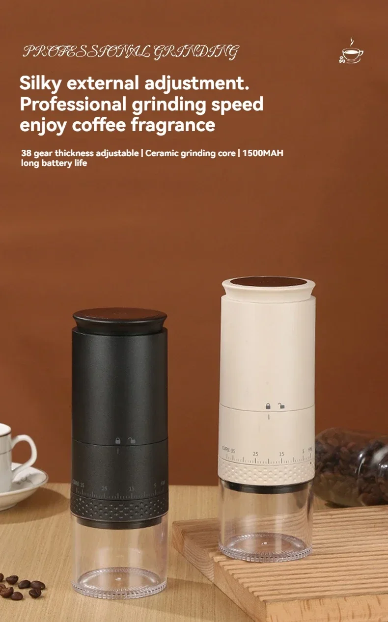 1500mAh Electric Coffee Grinder External Adjustable Burr Grinding Machine Type-C Charging Coffee Bean Grinder for CoffeeMakers image 4