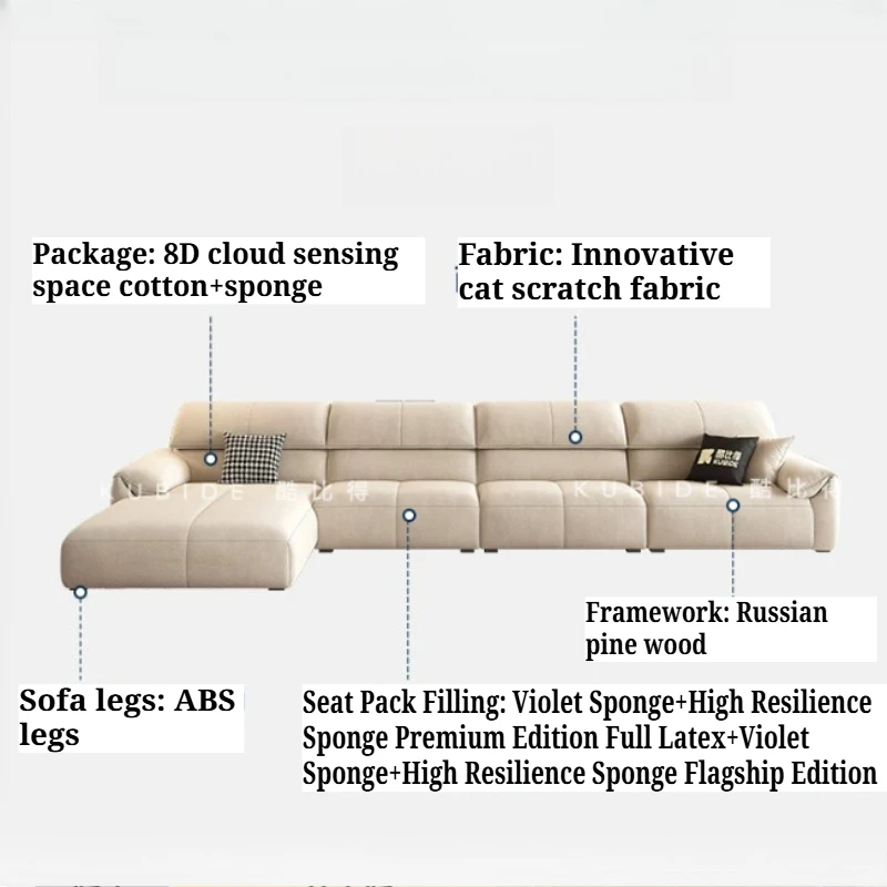 Living Room Corner Sofa Cat Scratch Fabric Armchair L-shape Office Sponge Sofa Wooden Chaise Lounge Canape Hotel Furniture
