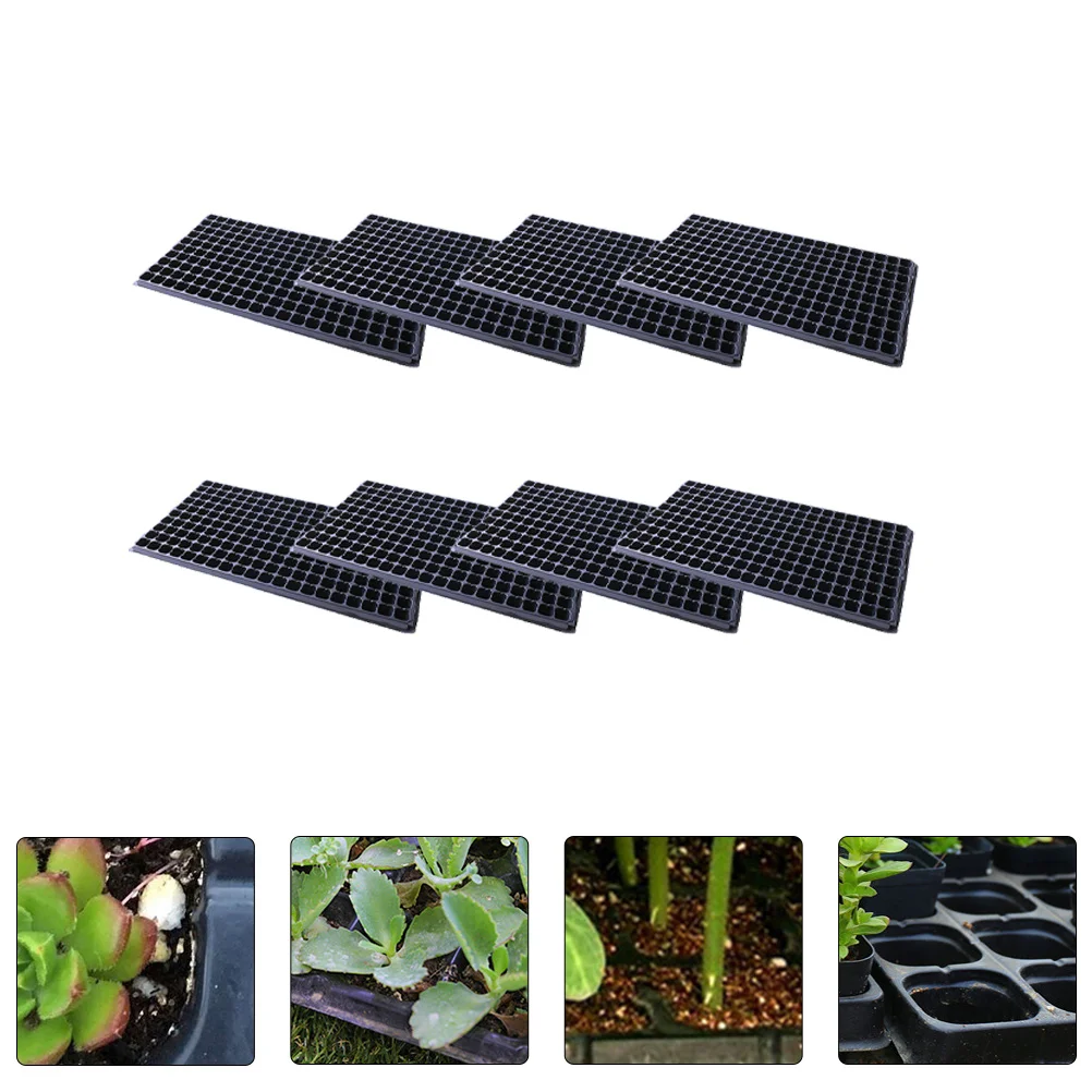 

8 Pcs Succulent Planters 200 Hole Seedling Tray Starter Germination Plastic Vegetable Planting Black Garden