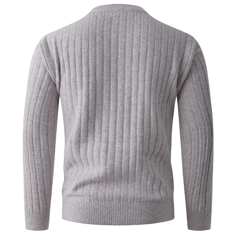 Suéter de Cuello Redondo Tejido para Hombre, Estilo Casual Hoado, Cálido y Transpirable para Otoño e Invierno, Mezcla de Po...