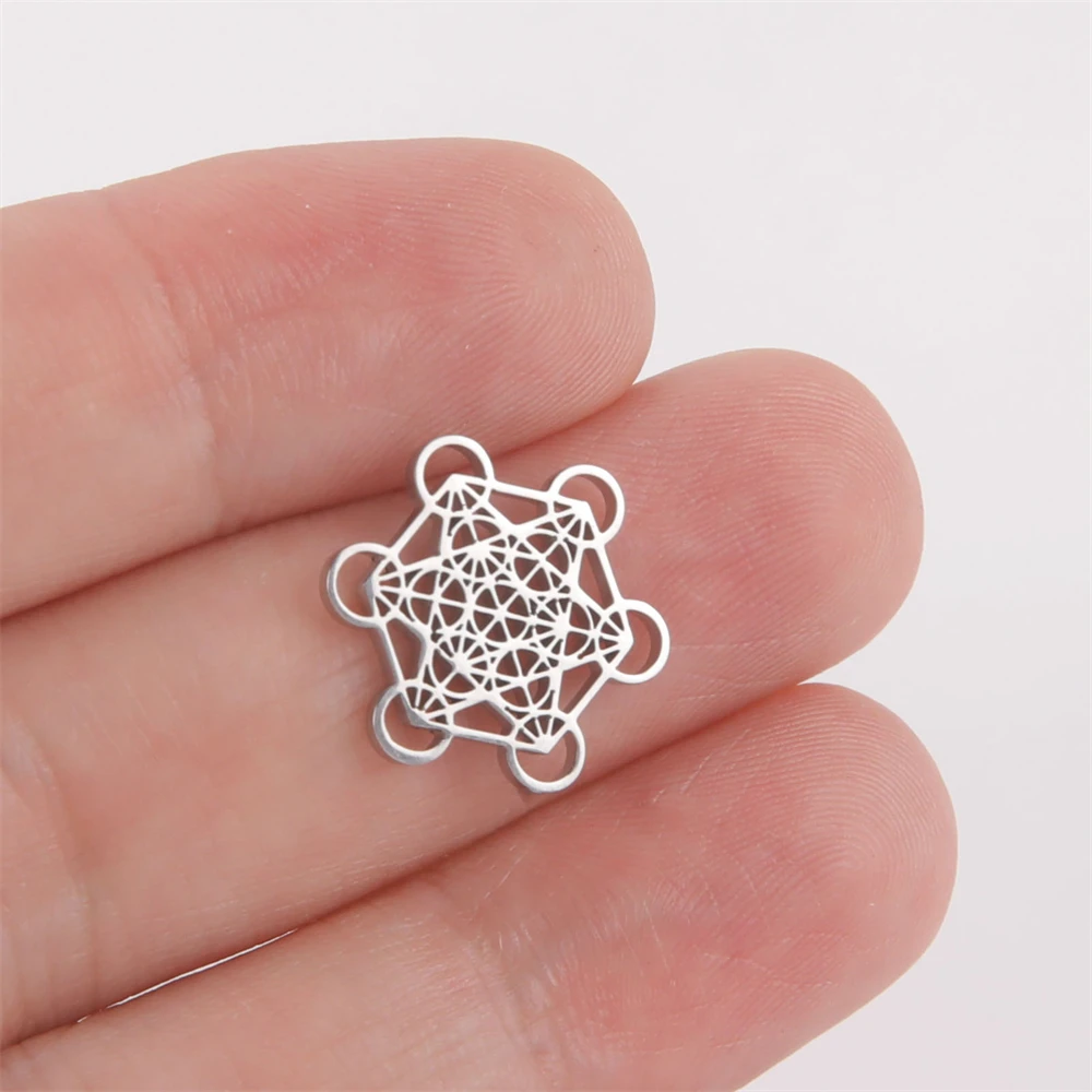 Stainless Steel Archangel Metatron Cube Charms For Jewelry Making Wholesale Diy Necklace Bracelet Geometric Pendants Accessories