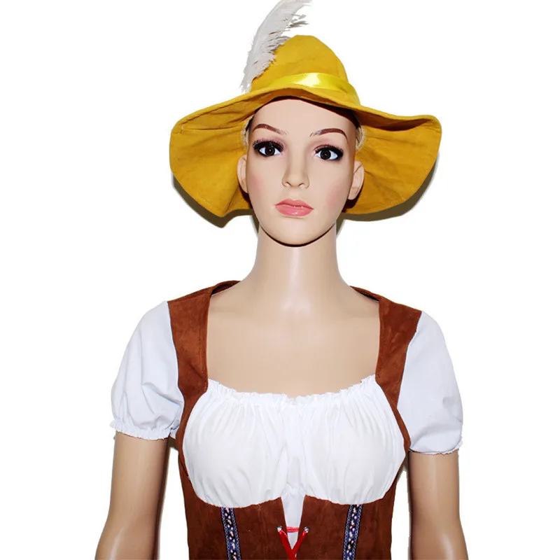 Adult Germany Oktoberfest Beer Girl Costume Bavaria Wench Beer Maid Festival Party Dress With Hat