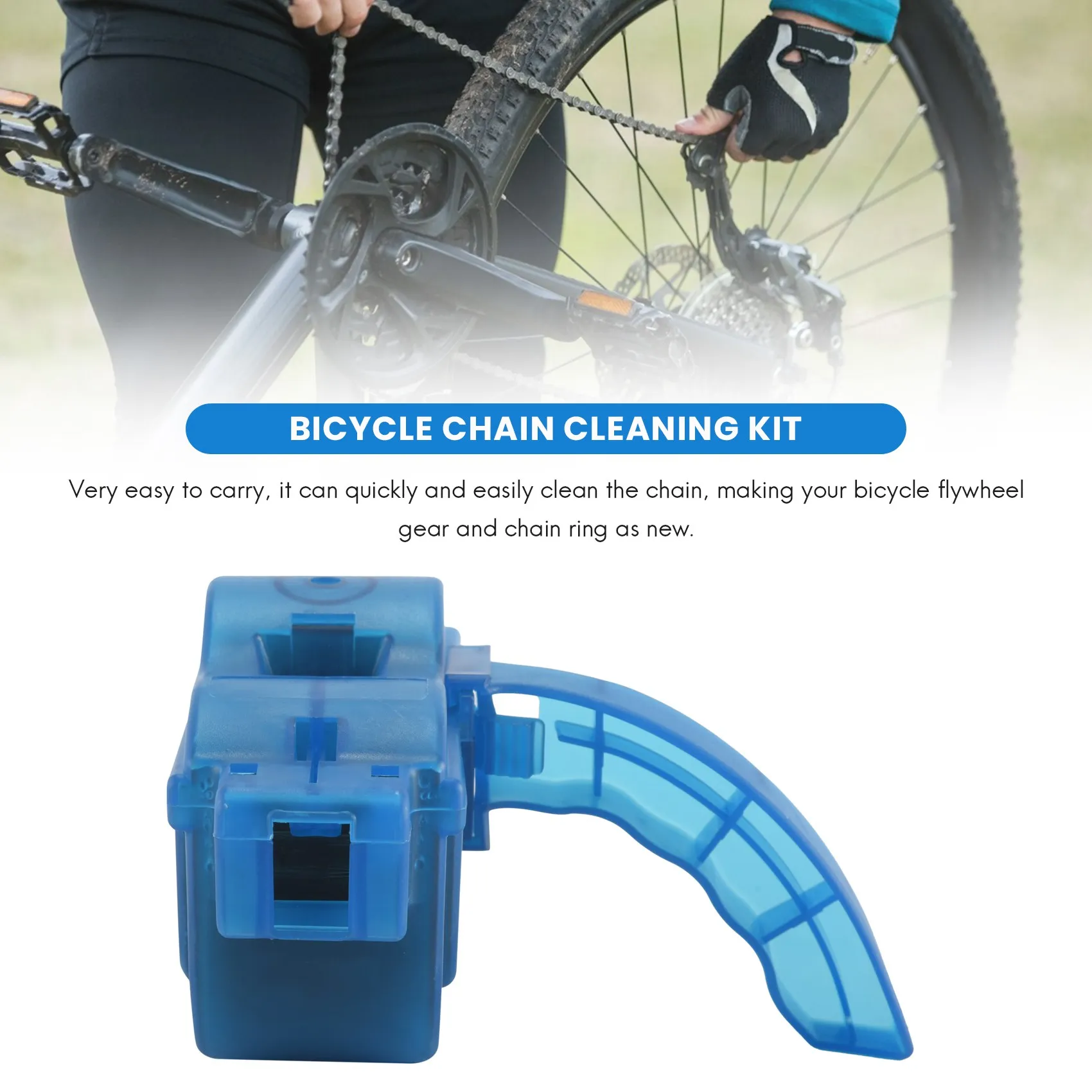 Bike Chain Scrubber, 4-Piece Portable Mountain Bike Chain Washer Cleaner Tool Quick Bicycle Clean Brush Kit for Cycling B