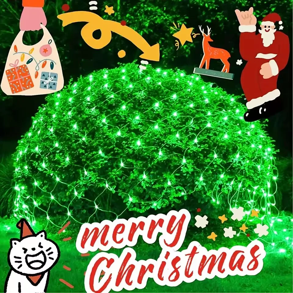 

Led Net Mesh String Lights EU Plug 220V Street Garlands Christmas Decorations Outdoor New Year Wedding Party Garden Bush Decor