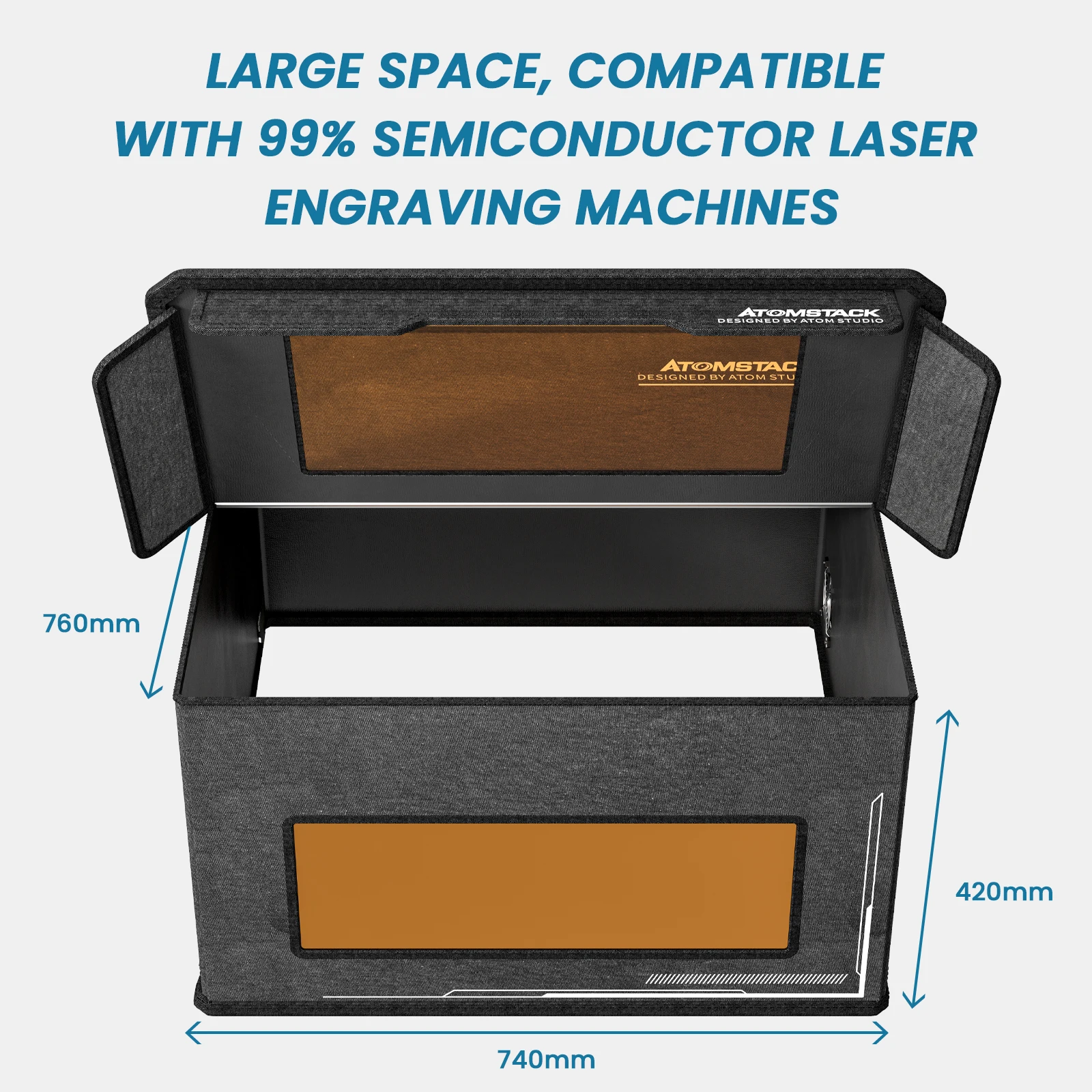 ATOMSTACK Laser Engrave Enclosure With Vent 740x720x460mm Fireproof Laser Cutter Protective Cover Smoke Exhaust Eye Protection